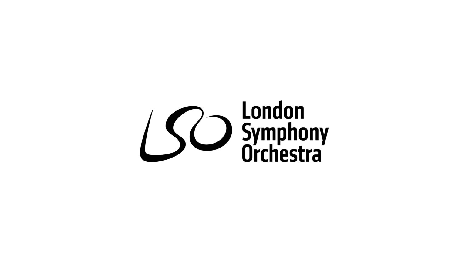 London Symphony Orchestra — Logo London Symphony Orchestra, le lettere LSO in un tratto fluido che raffigura un direttore d'orchestra, accanto al nome per esteso.