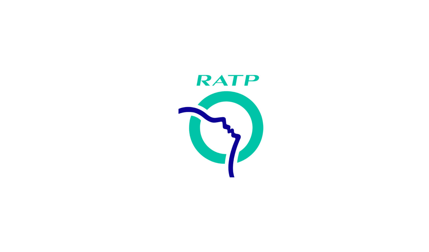 RATP — Logo RATP, cerchio verde attraversato da una linea blu che disegna il profilo di un volto e il corso della Senna.